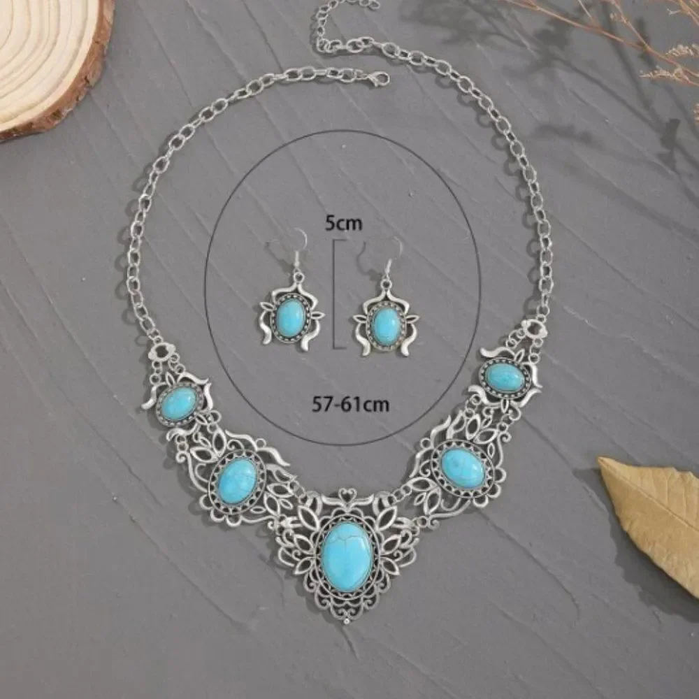 🔆 🆕 🔅 BoHo Turquoise Decor Stones l Necklace & Earrings Set🔅